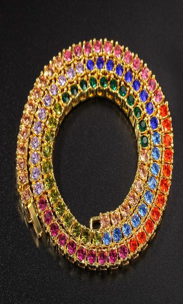 

4mm iced out bling aaa color zircon 1 row tennis chain necklace men hip hop jewelry color charms8265940, Silver