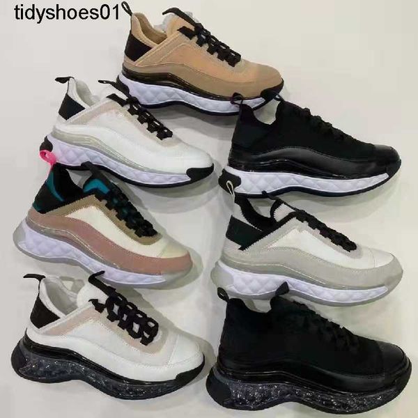 

channel dad shoes new thick soled heightening small white shoes in spring 2023 muffin bottom front lace up sneakers women, Black