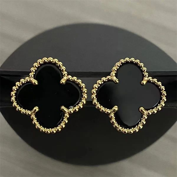 

earring luxury earrings designer for women clover earring micro-size four-leaf clover pierced earrings titanium steel ear studs non-fading w, Golden;silver
