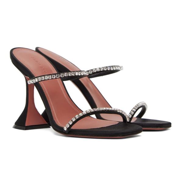 

summer luxury amina muaddi women sandals shoes gilda crystal-embellishments straps mules party dress high heels, Black