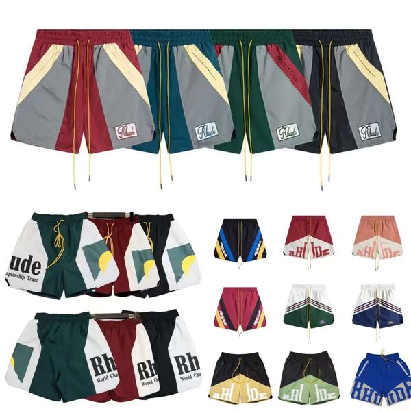 

rhude designer shorts mens fashion beach trousers sports fiess shorts casual versatile quick drying breathable mesh, White;black