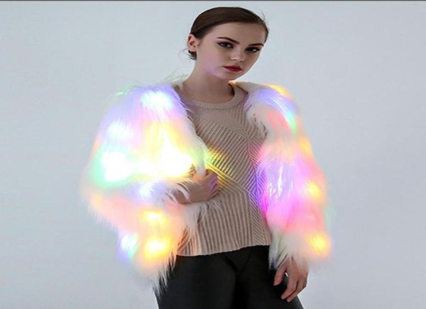 

women039s fur faux yfashion led light festival coat cosplay chrismas holloween costume club party coats jacket female77594486398474, Black