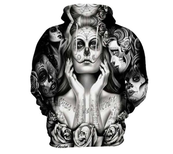 

fashionnew fashion sxxxxl size skulls hoodies men women thin sweatshirts 3d print hole skulls hooded hoodies254f8302016, Black
