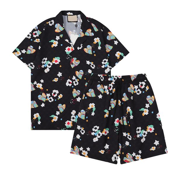 

22ss designer shirt mens fashion blue print bowling shirt hawaii floral casual shirts men slim fit short sleeve dress hawaiian t-shirt, White;black