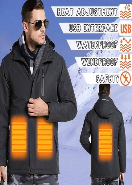 

winter jacket men039s threespeed temperature control usb charging heating jacket jaqueta masculino plus size 4xl a8643600, Black;brown