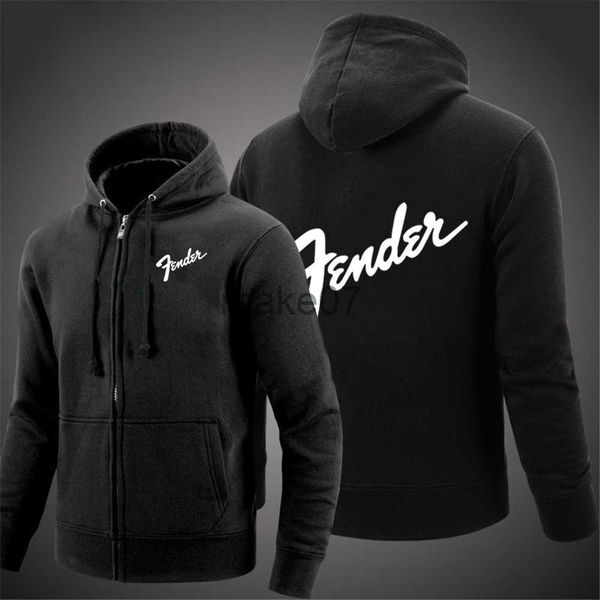 

men's hoodies sweatshirts music guitar fender 2022 men's new solid color fashion casual hoodie zipper up sweatshirt long sleeve pu, Black