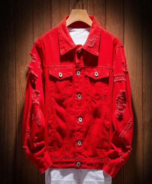 

men039s jackets spring handsome denim jacket men39s loose fashion korean style hole pink clothingmen039s5703084, Black;brown