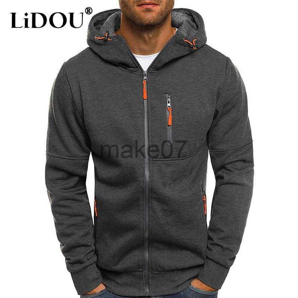 

men's hoodies sweatshirts spring autumn new solid color hooded drawstring long sleeve sweatshirts man fashion zipper pockets street all, Black