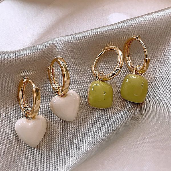 

stud arrival korean simple temperament geometric love square dangle earrings for women fashion jewelry accessories 230802, Golden;silver