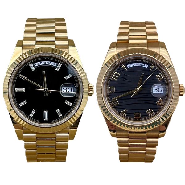 

with box papers high-quality watch new version day-date 18k yellow gold diamond bezel 41mm dial automatic fashion men's watch rbr wrist, Slivery;brown