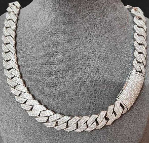 

fine jewelry 925 silver heavy necklace 15mm vvs diamond moissanite cuban miami gold plated hip hop iced out cuban link big chain