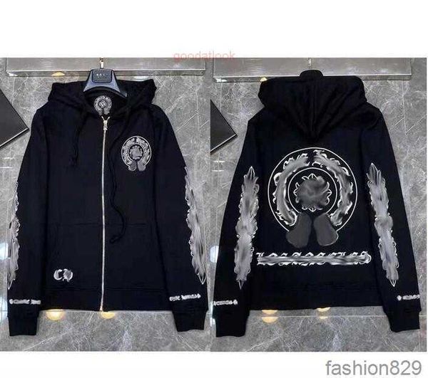 

designer womens hoodies designer chrome winter sweatshirts heart hoodie ch long sleeve jacket loose coat hooded hoody mens hip hop chromees, Black