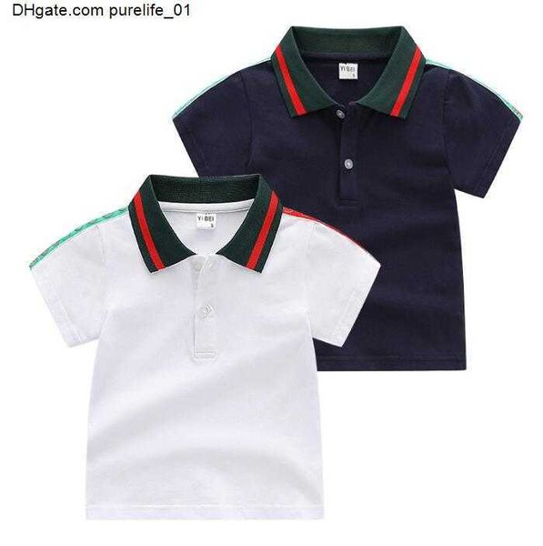 

boys lovely baby t-shirts summer kids short sleeve t-shirt letters printed children turn-down collar tees 1-6 years, Blue