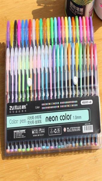 

1 0mm zuixua 48 colors gel pens set color coloring books glitter metallic pens gift for kids drawing diy a pen art marker2036967516