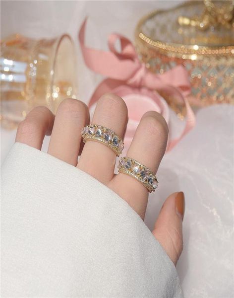

exquisite zircon bling crystal bridal wedding ring fashion opening adjustable for woman knuckle engagement jewelry rings1800070, Slivery;golden
