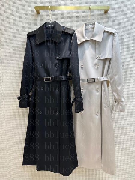 

23ss women's trench coats design double breasted long windbreaker jacket with a huge pull style on the upper body, exuding a sense of s, Tan;black