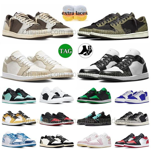 

fashion basketball shoes jumpman 1 low panda reverse mocha black dark mocha green sail rattan mens womens 1s sneakers black phantom concord