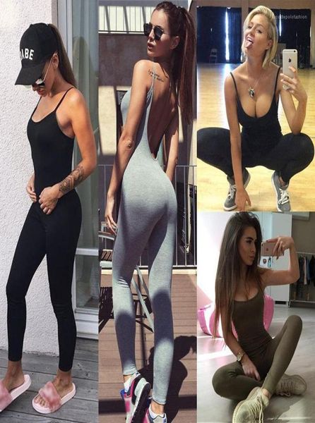

rompers solid color women clothes summer yoga jumpsuits backless skinny fitness gym4586256, Black;white