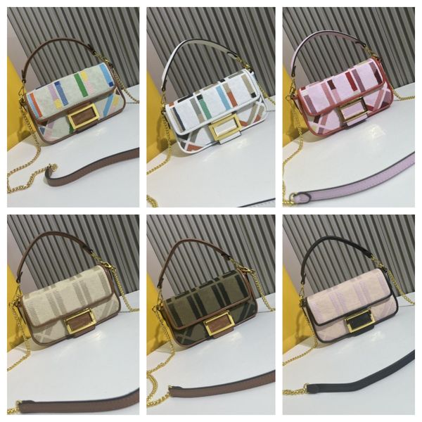 

luxury baguette bags womens tote bag stylish embroidery shoulder bag vintage woven crossbody bag colorful chain crossbody bag