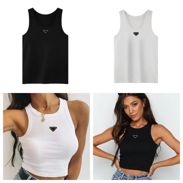 

designer womens tank t shirts summer women tees crop embroidery off shoulder black casual sleeveless backless shirts solid color vest, White