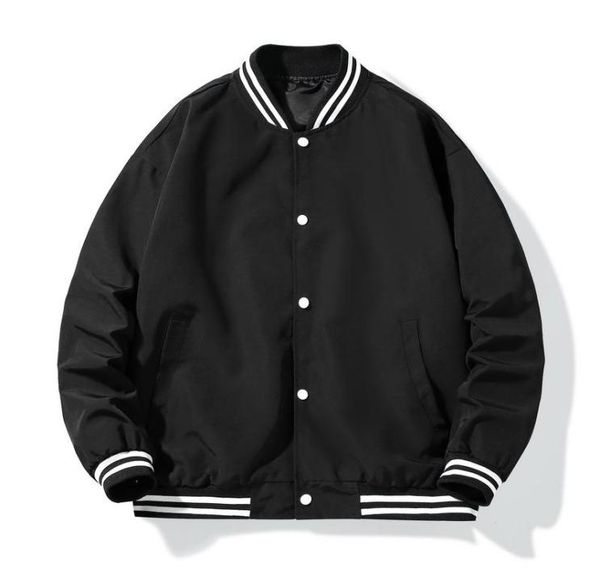 

solid color bomber jacket varsity baseball windbreakers oversize hip hop outerwear for college couples streetwear men0397256319, Black;brown