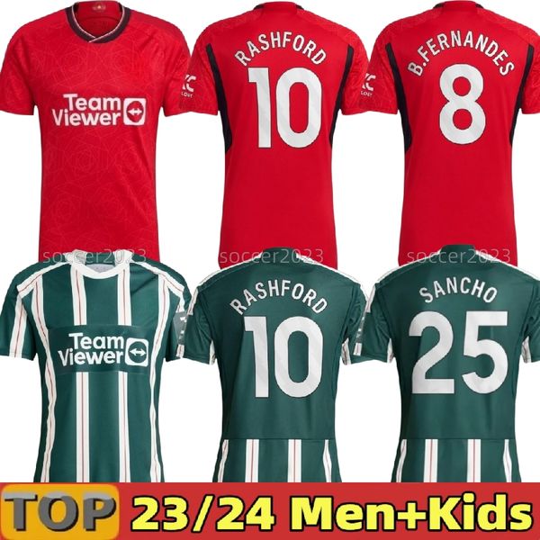 

4xl fans player 22 23 24 sancho soccer jerseys bruno fernandes rashford football shirt 2023 2024 men kids kit martinez casemiro antony manch, Black;yellow