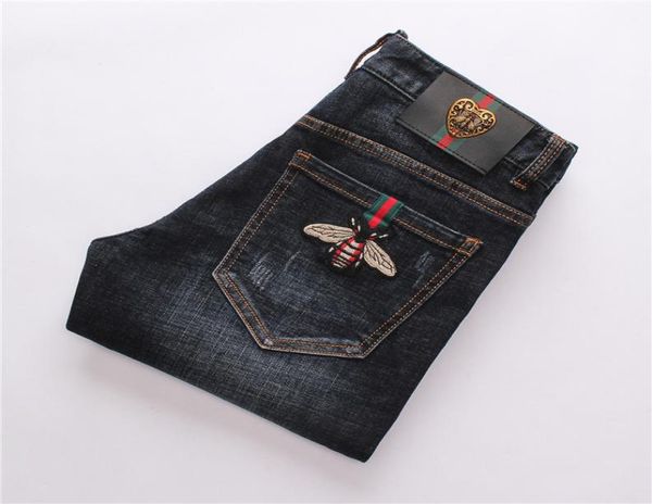 

fashion designer shirts men039s jeans major style elastic holeinthebottom pant slim men039s pants beggars personal male j1543903, Blue