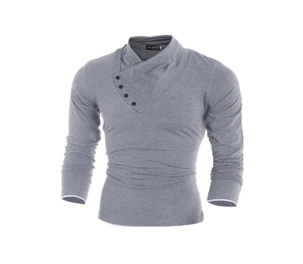 

fashion slim fit men039s t shirt personalized oblique buckle male clothing cotton long sleeve tshirt for 2010045026742, White;black