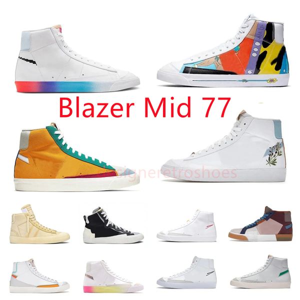

blazer mid 77 vintage jumbo low casual shoes blazers men women black white multi color white indigo pine green university blue mens trainers