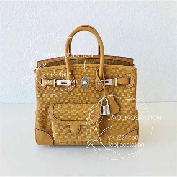 

cargo birkins handbag genuine leather tote women tote bag canvas patchwork petite customized sewn portable women's bag bk25cm/bk35cm