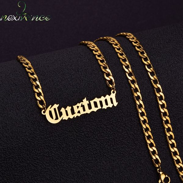 

pendant necklaces personalized custom name necklace pendant gold color 4mm nk chain customized nameplate necklaces for women men handmade gi, Silver