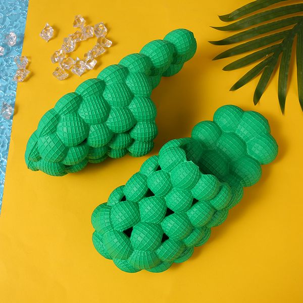 

slippers summer fashion women bubble slippers leisure eva massage bottom flip flops super soft litchi sandals nonslip men beach slides 23080, Black