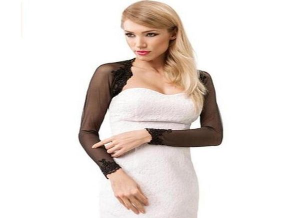 

summer collection long sleeve black bolero formal bridal lace jacket 100 tulle wedding bolero35032817344395, White
