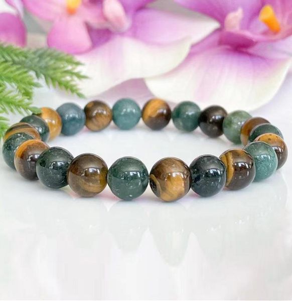 

mg1549 strand moss agate tiger stone beaded bracelet healing crystals balance gemstone yoga bracelet fashion womens luck jewelry2264868, Black