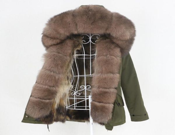 

women039s fur faux waterproof short parka winter jacket women real coat natural raccoon outerwear thick warm streetwear detac9012103, Black