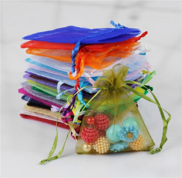 

sell organza wedding gift bag jewelry packing bag 100pcs mixed colors various sizes4888645, Pink;blue