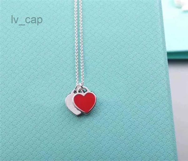 

tiff necklace 925 silver pendant necklaces female jewelry exquisite craftsmanship with official classic double blue heart luxury designer