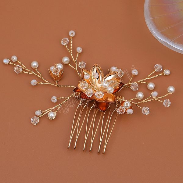 

artificial pearl hair comb wedding hair accessories golden crystal hairpin headdress elegant girls tiaras headpiece hair jewelry, Slivery;white