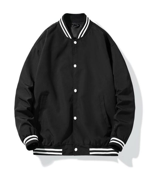 

solid color bomber jacket varsity baseball windbreakers oversize hip hop outerwear for college couples streetwear men0393172993, Black;brown