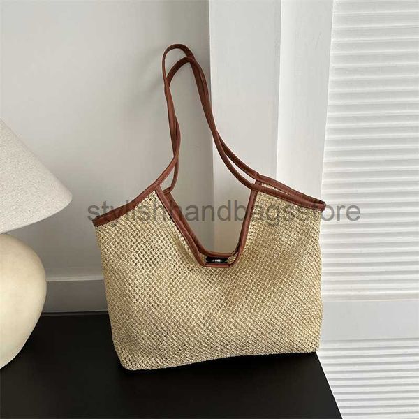 

beach handmade for women 2023 new fashion contrast color tote simple and large capacity one shoulder grass woven bagstylishhandbagsstorestyl