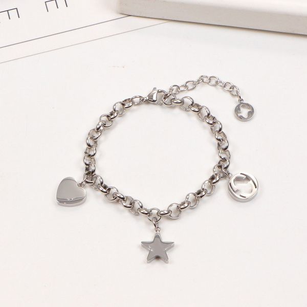 

designer bracelets classic bold letter love bracelet european titanium steel bracelet for women wide hand strap brown flower pattern gold lo, Golden;silver
