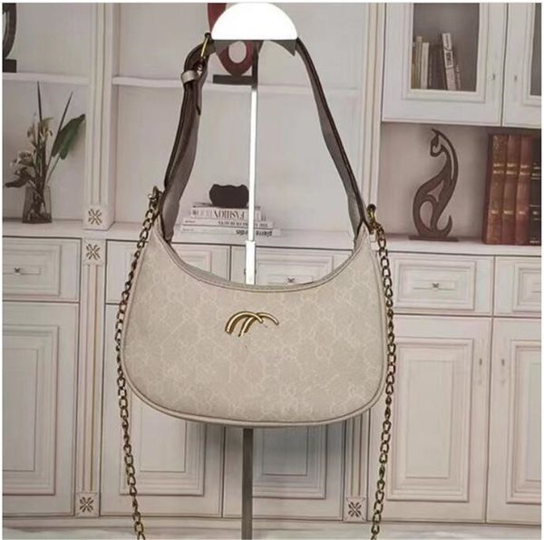 

2023 shoulder bags chain aphrodite hobo shoulder bag women crescent half moon handbags purse genuine leather fashion letters zipper closure