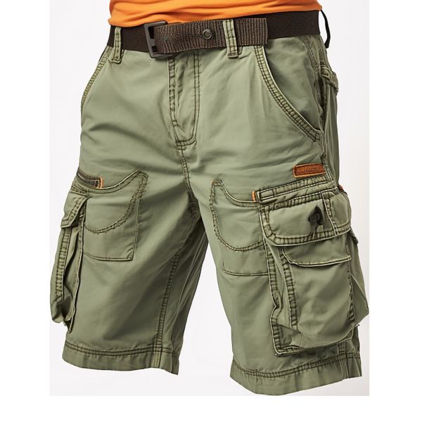 

men's shorts cargo stretch washed vintage have belted and pockets 230802, White;black