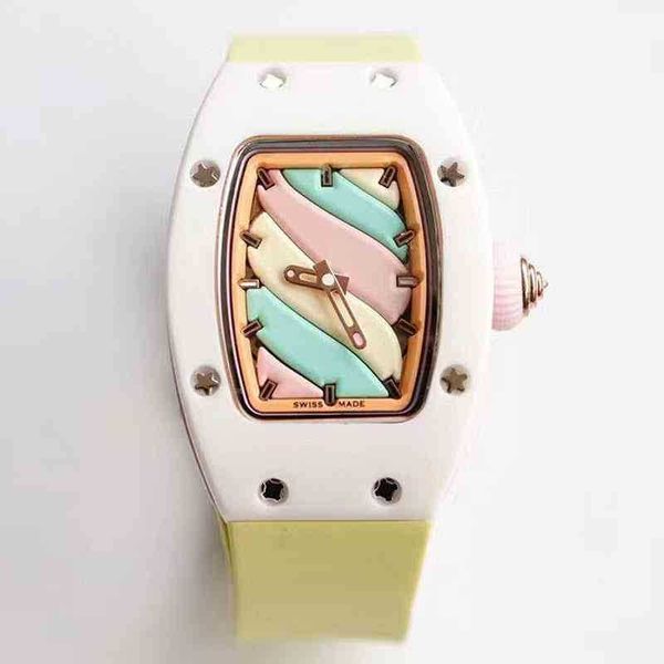 

richa business leisure rm07-03 fully automatic mechanical mill watch white ceramic tape trend female 0dq5