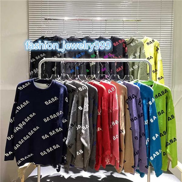 

designer sweater man for woman knit crow neck womens fashion letter black long sleeve clothes pullover oversized blue 20ss, White;black
