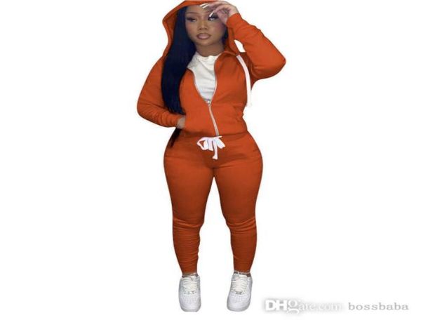 

fall winter women 2 pieces sports set casual long sleeve sweatpants and hoodie cardigan joggers pencil pants outfits fashion sweat6004533, Gray