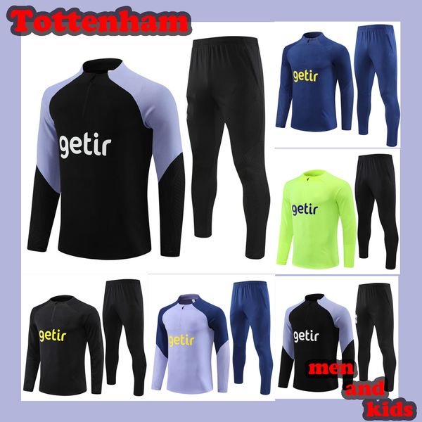 

2023 2024 spurs tracksuit suit soccer set 21/22/23/24 tottenham long sleeve kane tracksuit football jacket chandal futbol and kids surveteme, Black