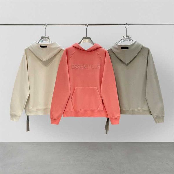 

classic fashion brand eentials hoodie 100% cotton 3d flocking big label hip hop loose oversized versatile, Black