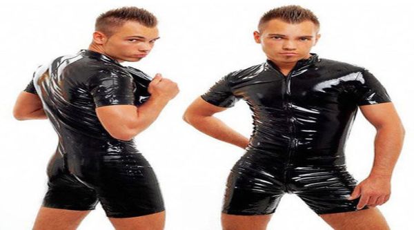 

gay men039s bondage fetish stretch pvc look open crotch playsuit fancy dress lb12323084038, Black;red