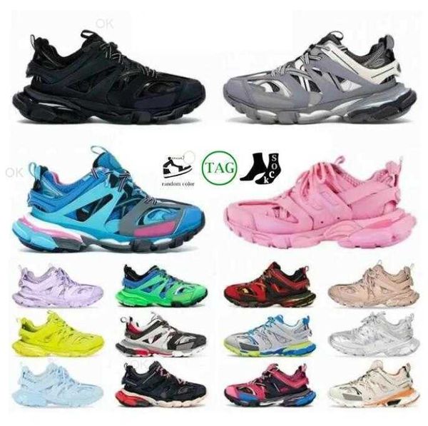 

2023 new luxury brand designer men women casual shoes track 3 3.0 triple white black sneakers tess.s. gomma leather trainer nylon printed pl